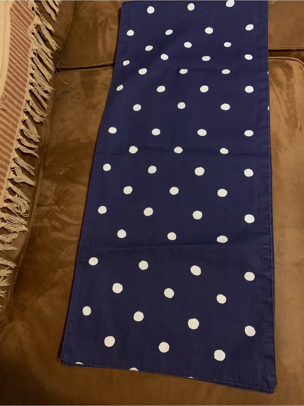 Navy Polka Dot Table Runner- Classic Playful Style